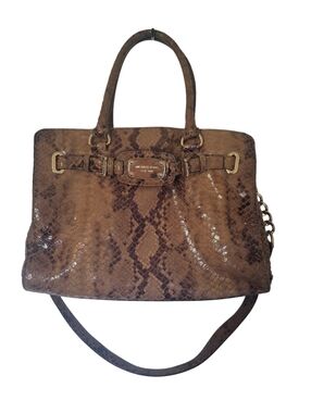Michael Kors Python Snakeskin Print Satchel with Chain Crossbody Strap